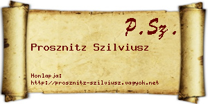 Prosznitz Szilviusz névjegykártya